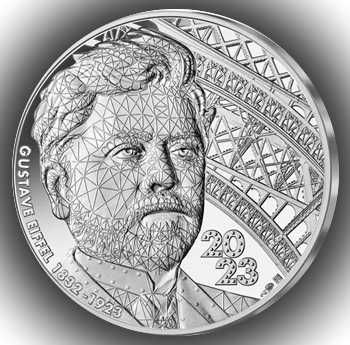 FRANÇA - Moeda 10 euros Gustave Eiffel - 100 ans de sa disparition