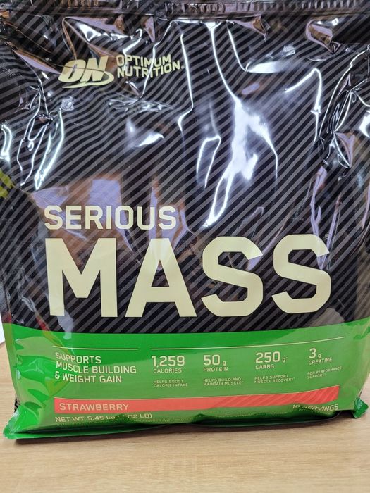 Гейнер Optimum Nutrition Serious Mass.  Банан, Ваніль, полуниця