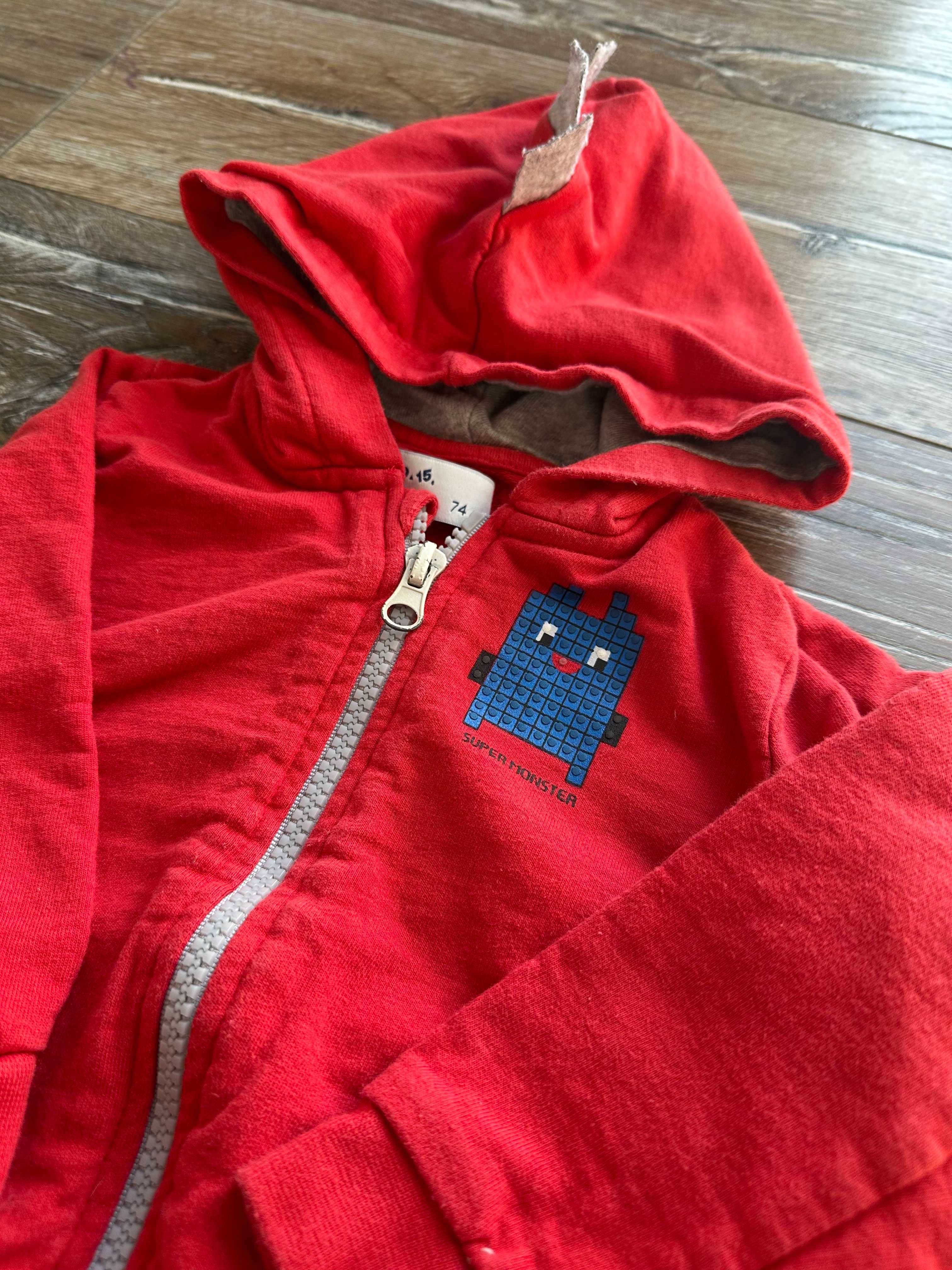 Bluza niemowlęca rozpinana czerwona rozmiar 74 5.10.15 z kapturem