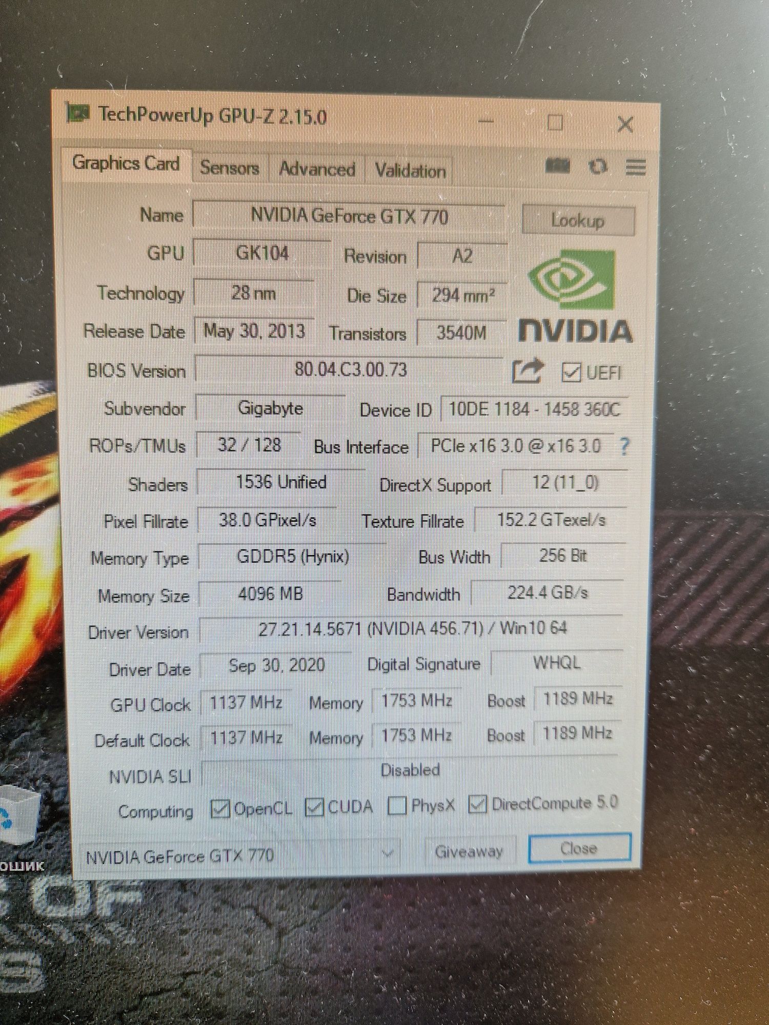 GTX 770 4GB 256BIT GDDR5 Відеокарта Стан гарний