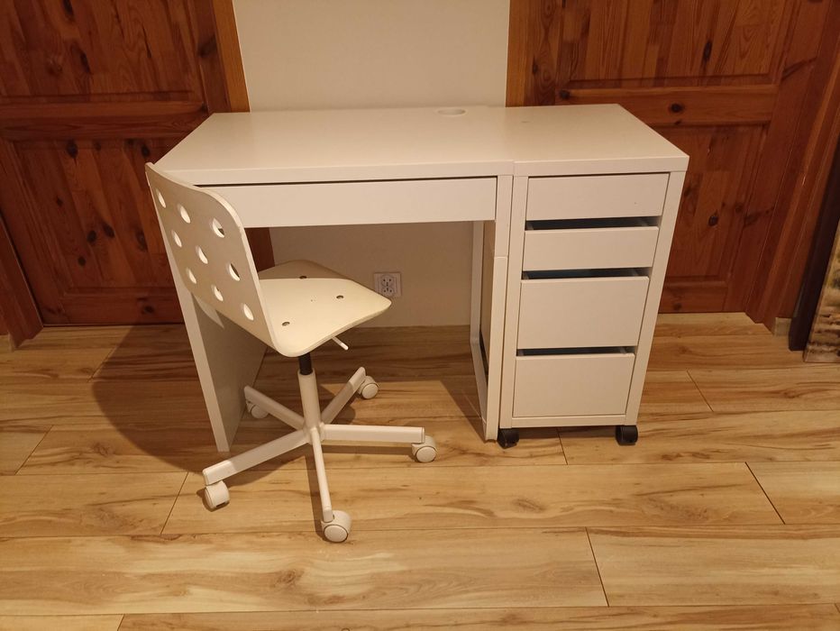 Zestaw biurko,komoda Mickey Ikea,krzesło obrotowe Jules,wkład Kuggis