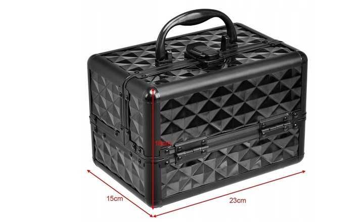 Profesjonalny ROZKŁADANY KUFEREK na biżuterię kosmetyki z lusterkiem