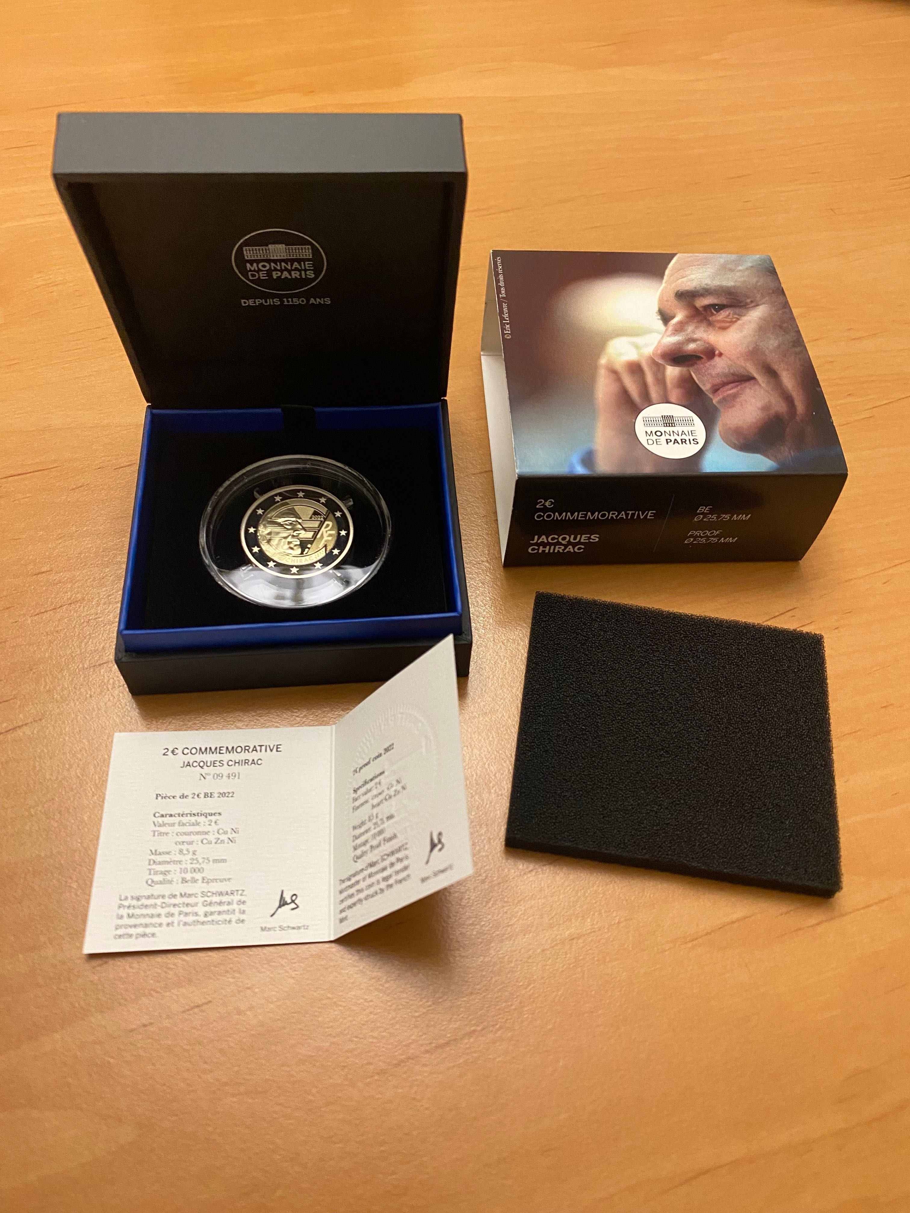 Moeda Proof 2€ França 2022 - Jacques Chirac