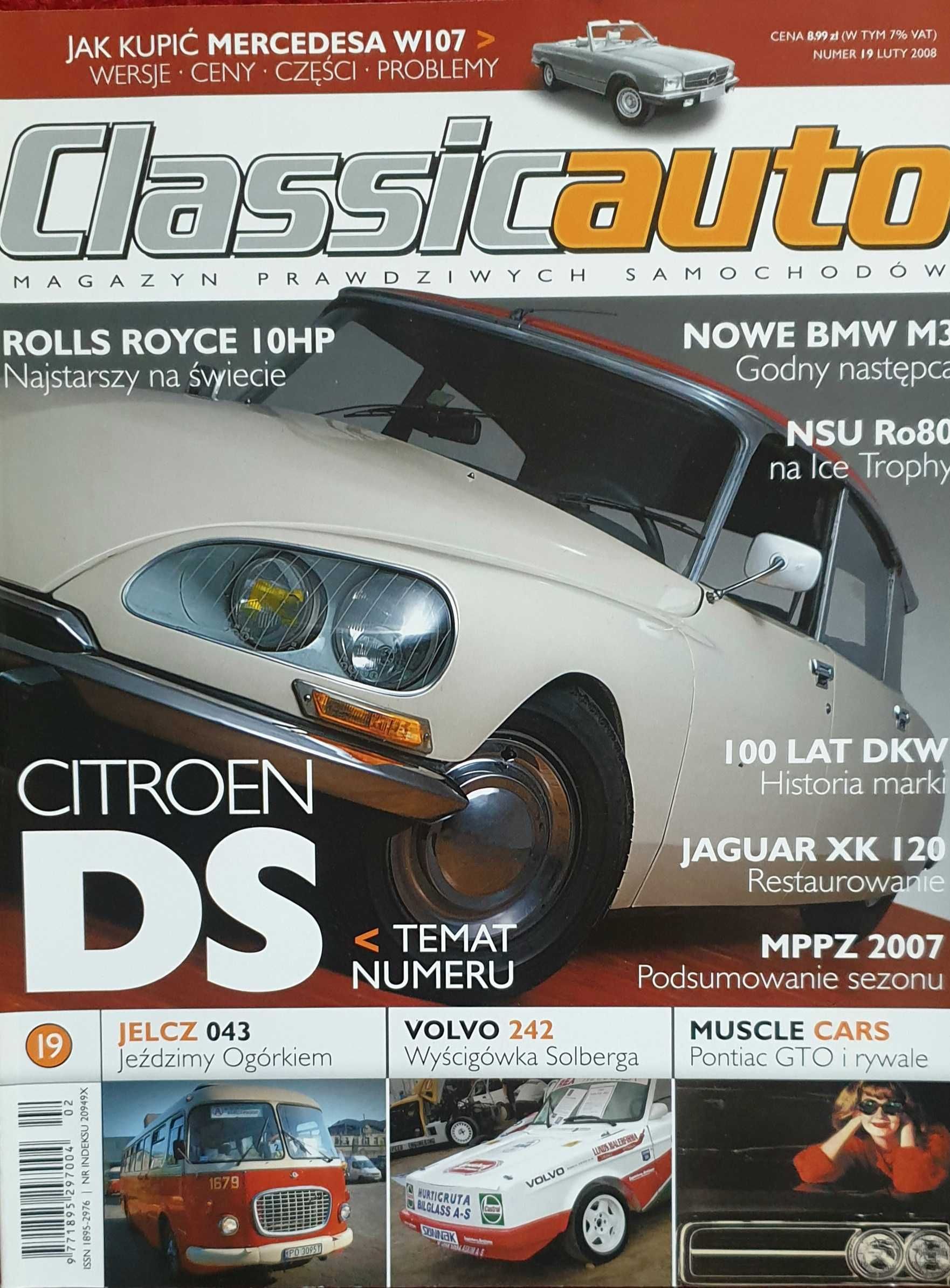 Classicauto nr 19, II/2008, Citroen DS, Volvo 242, BMW M3, DKW, XK 120