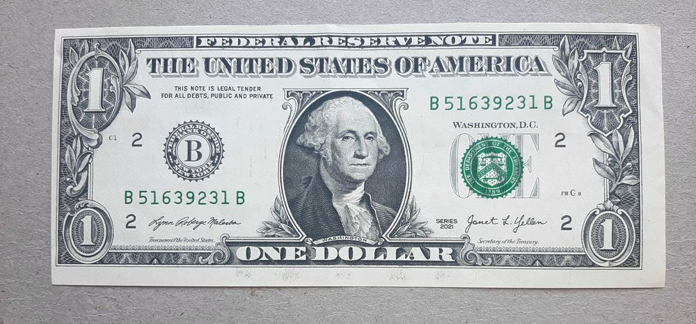 Nota 1 Dollar - Circulada - Margens Largas e Estreitas - Erro