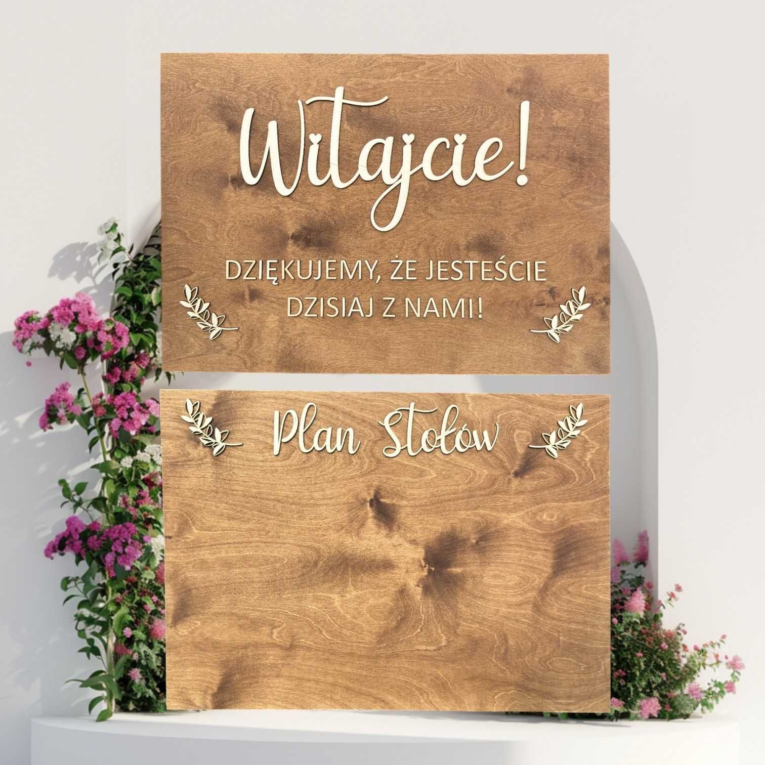 Zestaw tablic weselnych Eukaliptus na wesele plan stołów powitaln boho