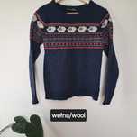 Granatowy wełniany damski sweter w skandynawskim stylu 40 L