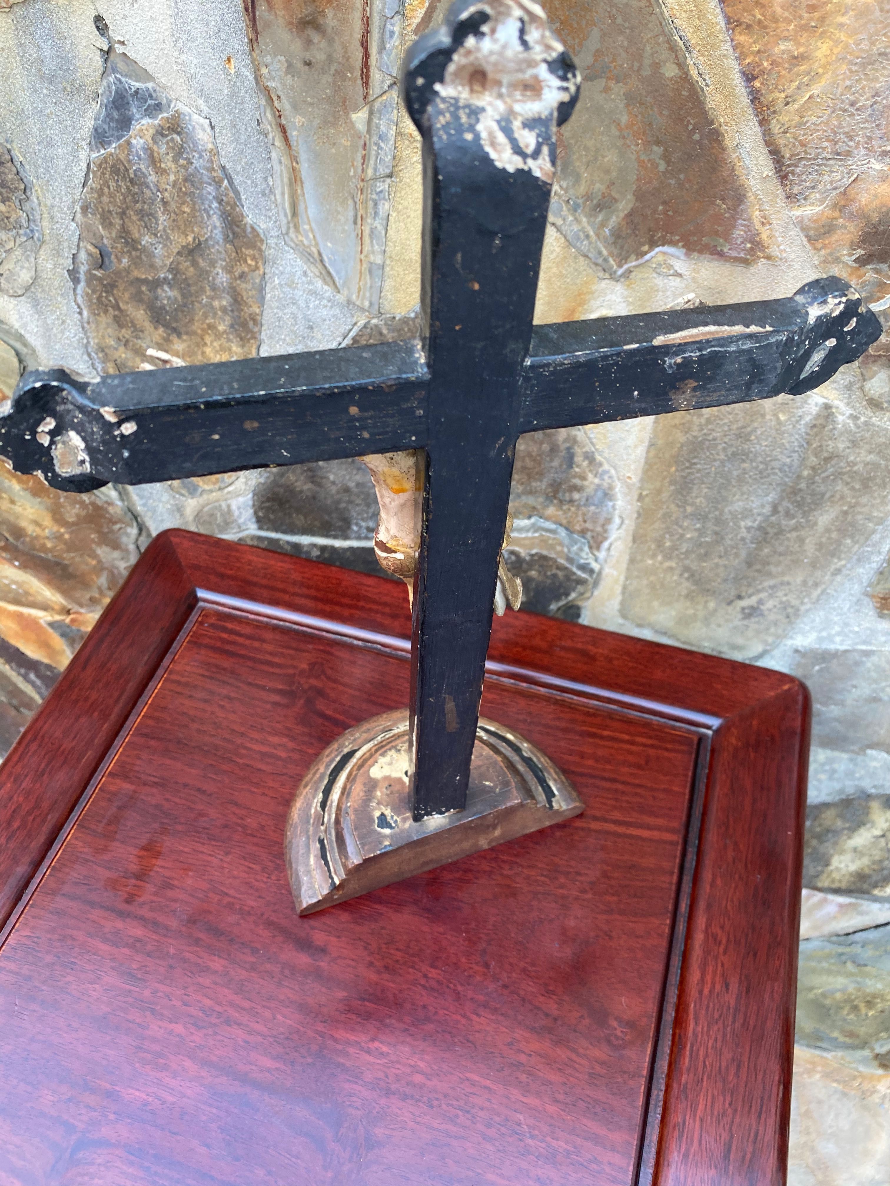 Crucifixo Cristo madeira séc XVIIl Português 40cm Arte Sacra Popular