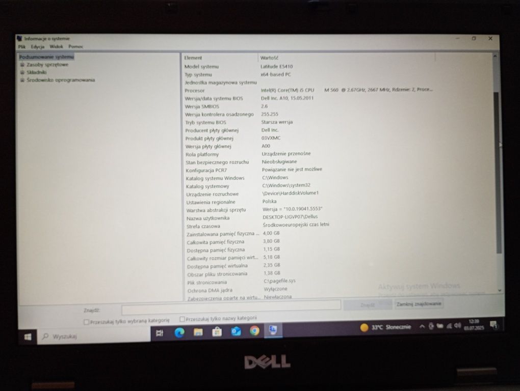 Laptop Dell Latitude E5410, i5, 4GB RAM, Dysk 250GB, dock, zasil 130W
