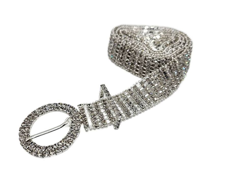 Pasek damski wizytowy z cyrkoniami