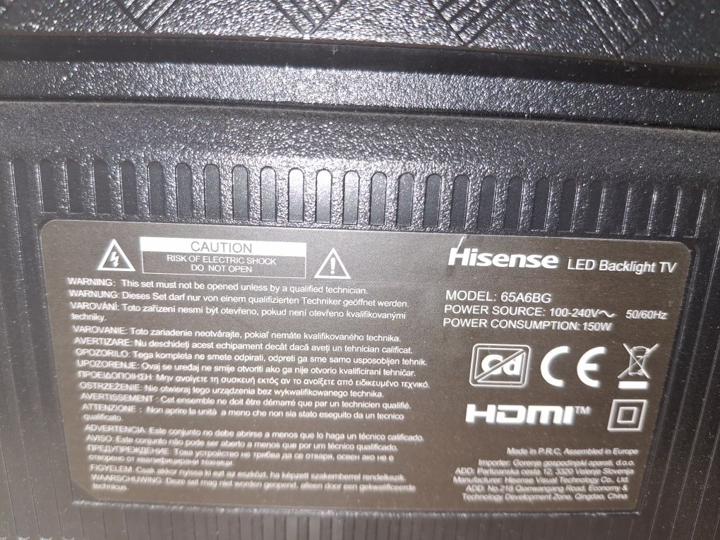 Telewizor 65 cali Hisense uszkodzona matryca