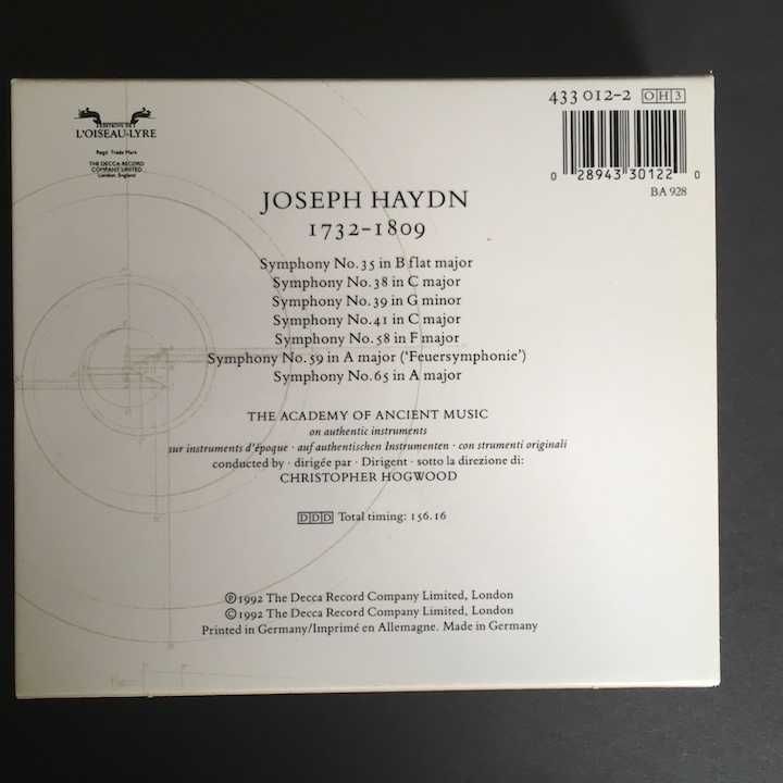 Haydn: Sinfonias, Vol. 5 - AAM/Hogwood (Decca/L'Oiseau-Lyre)