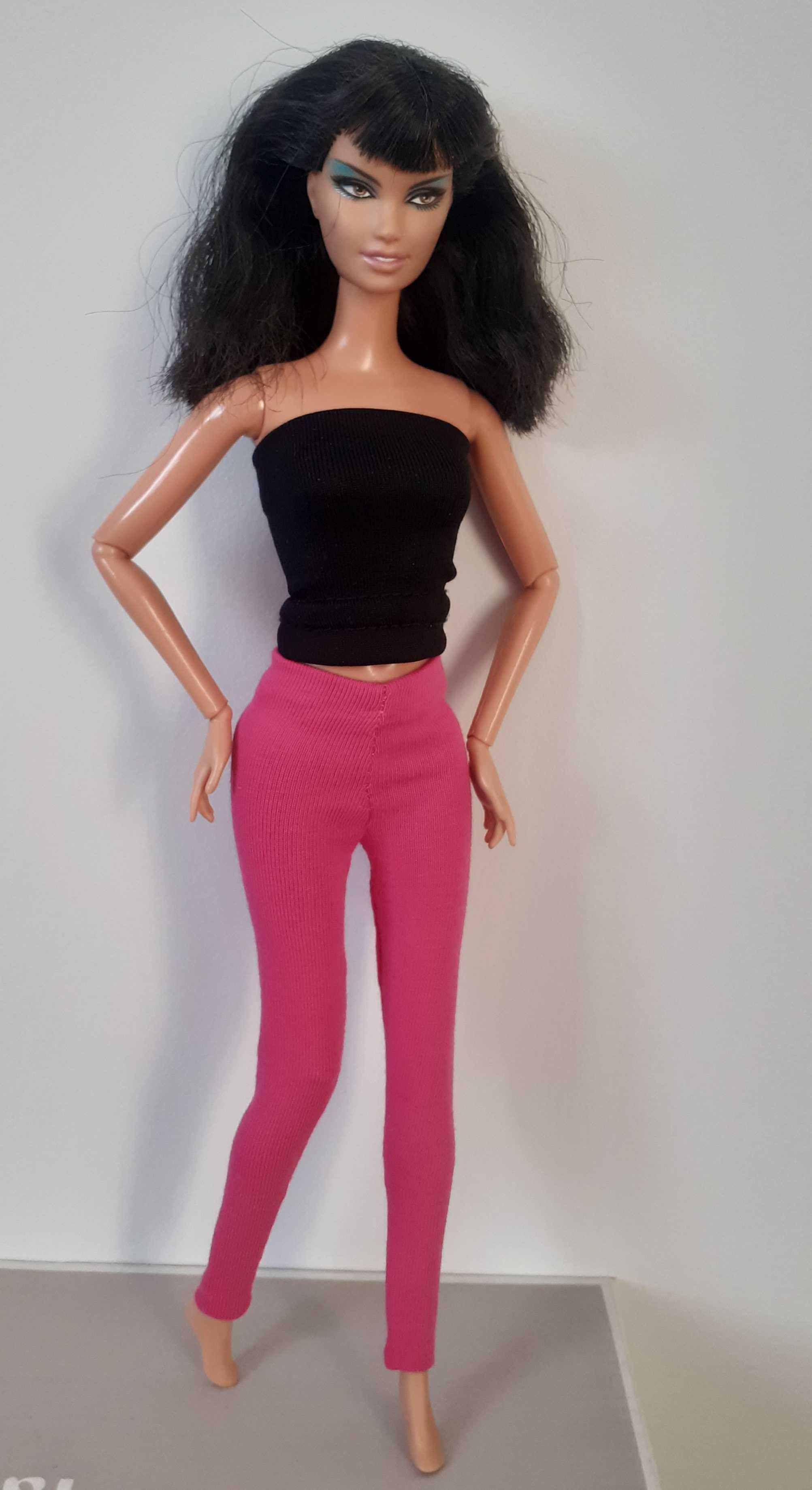 ubranko - spodnie legginsy dla lalki barbie - różowe