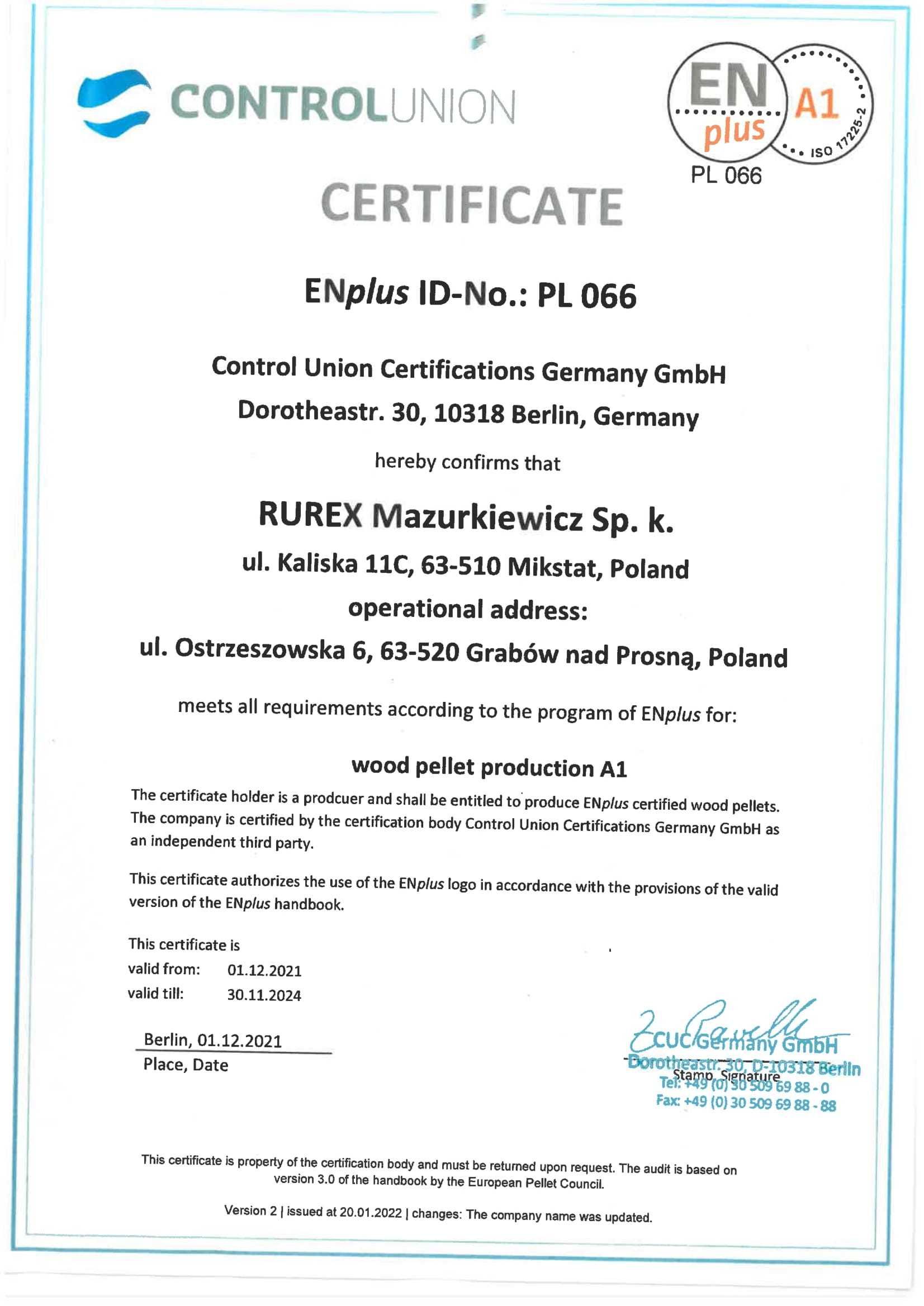 Pelet RUREX  Certyfikowany ENplus A1 - 6 mm