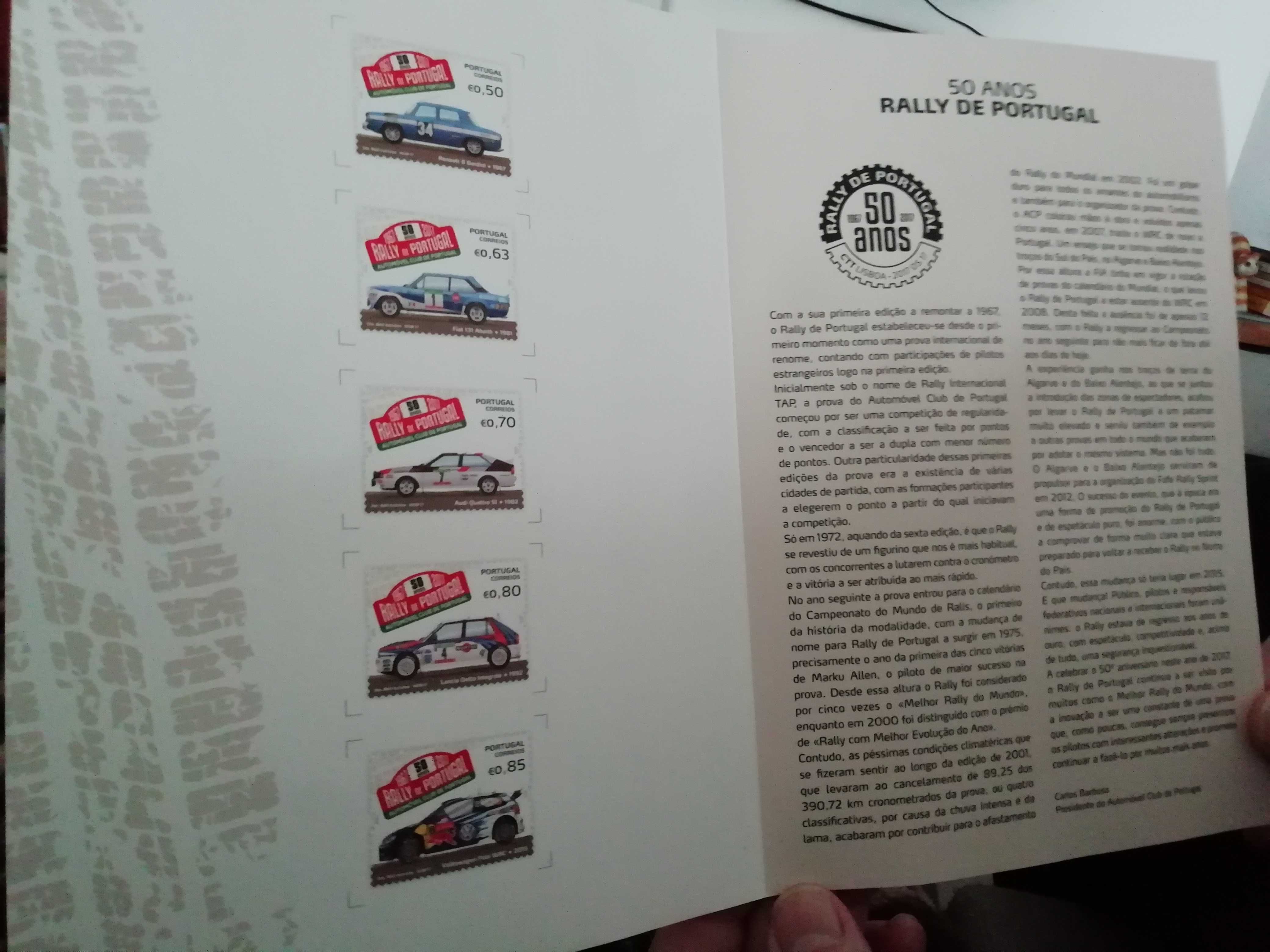 Revistas Motor 1 e 2 série, e selos 50 anos rally Portugal