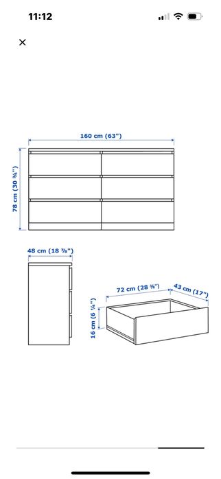 Komoda Ikea malm biała 6 szuflad