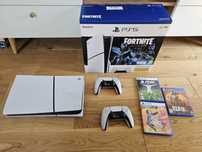 PlayStation 5 Slim z napędem + 2 pady + gry |Fortnite Cobalt|Gwarancja