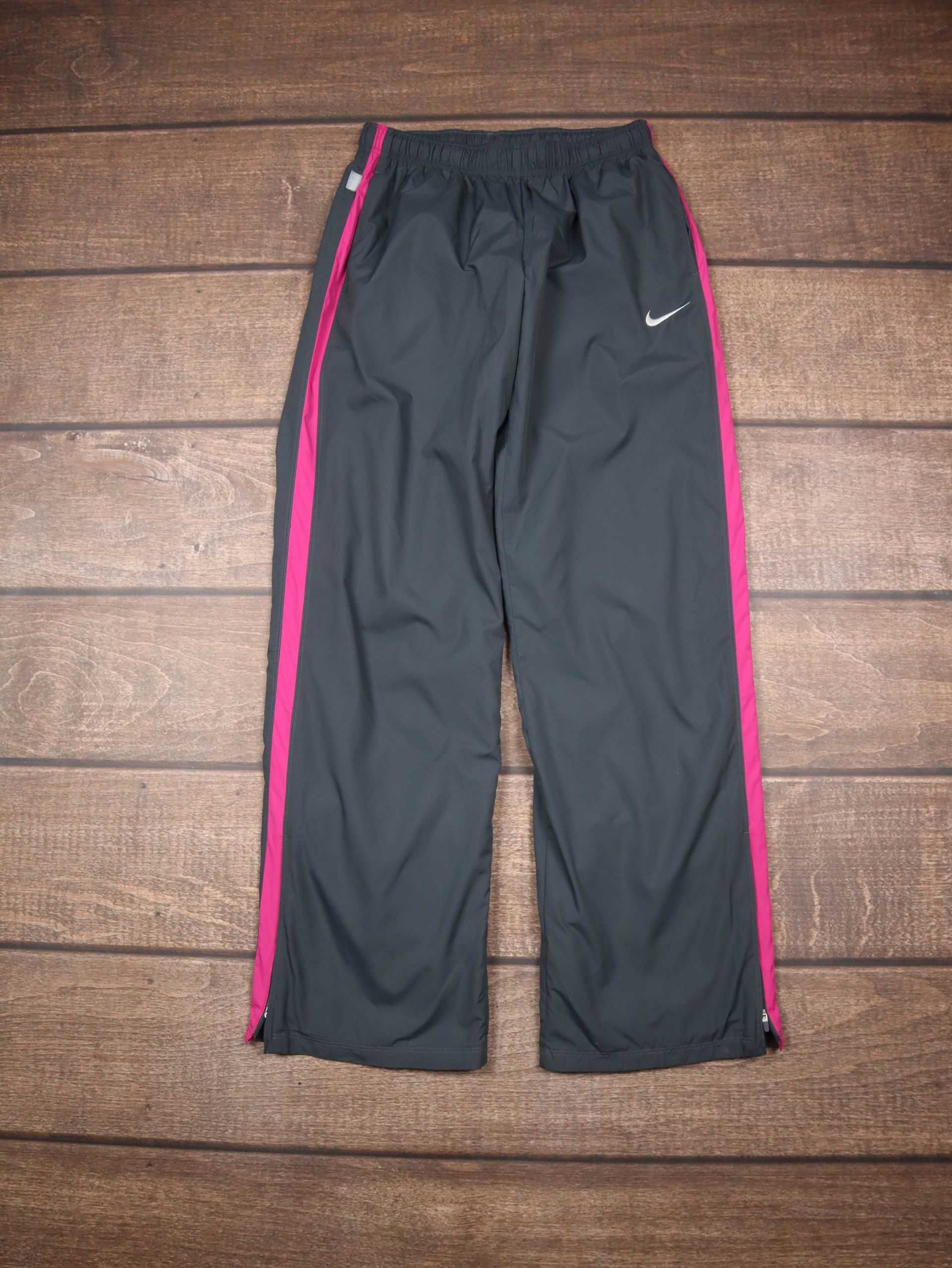 Vintage Retro Nike swoosh pants szare dresy spodnie dresowe szelesty