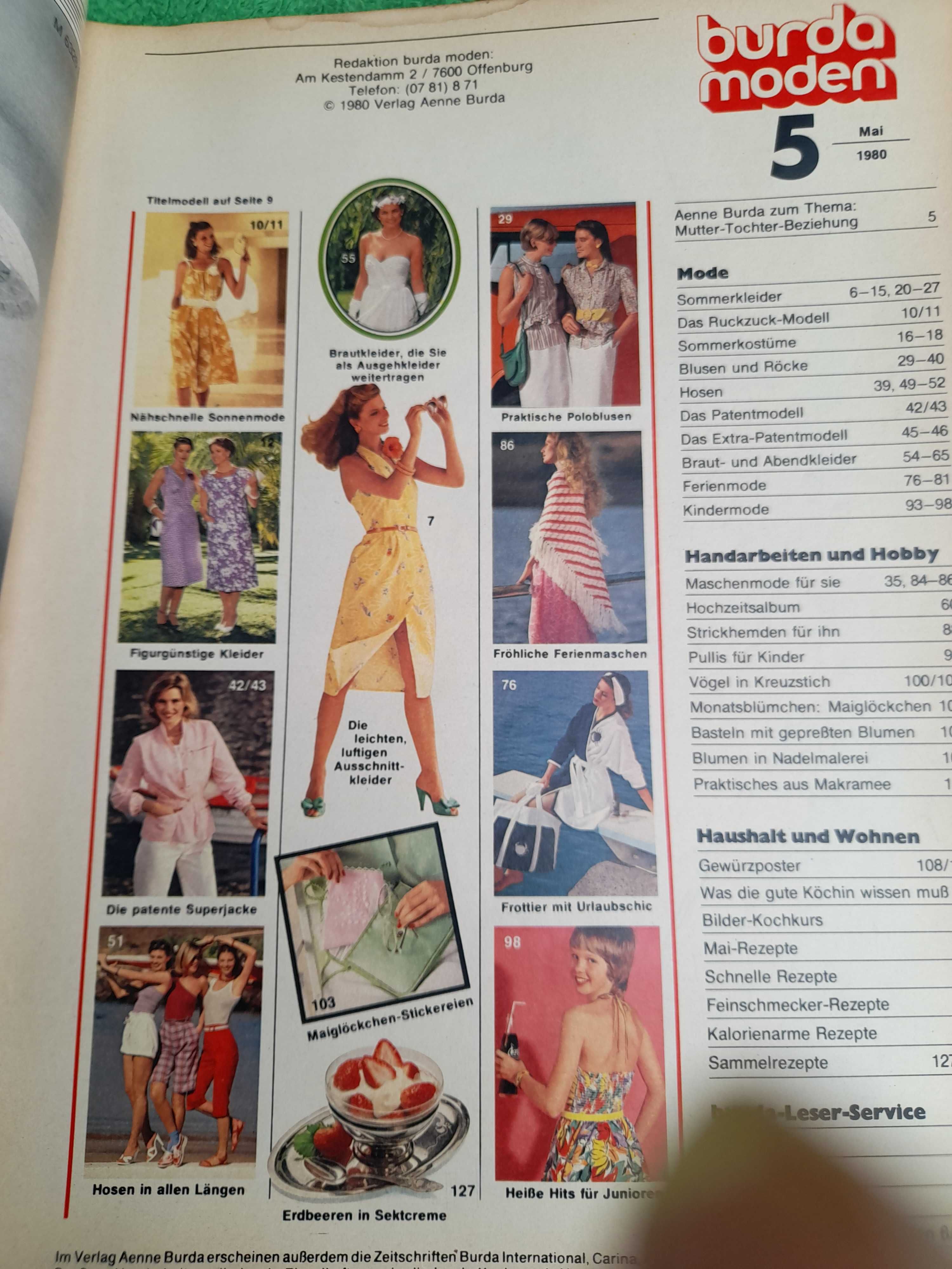 BURDA Moden + polskie instrukcje, rok 1980