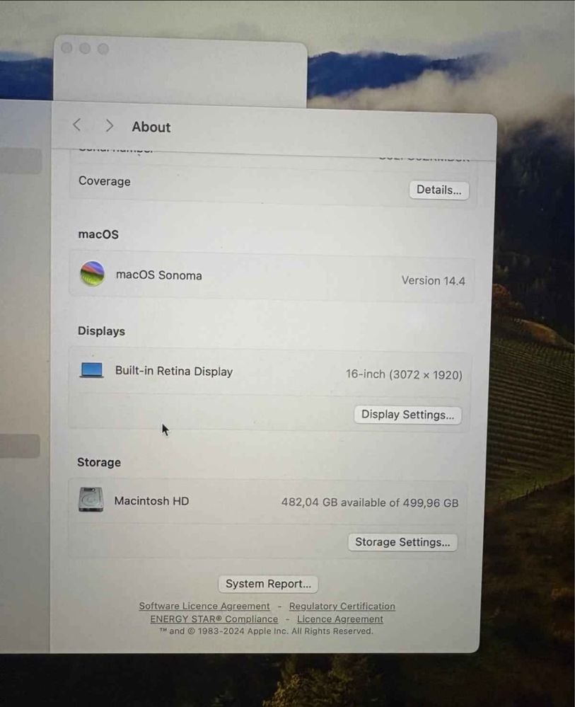 Macbook pro 16” 2019 i7 16gb 500ssd