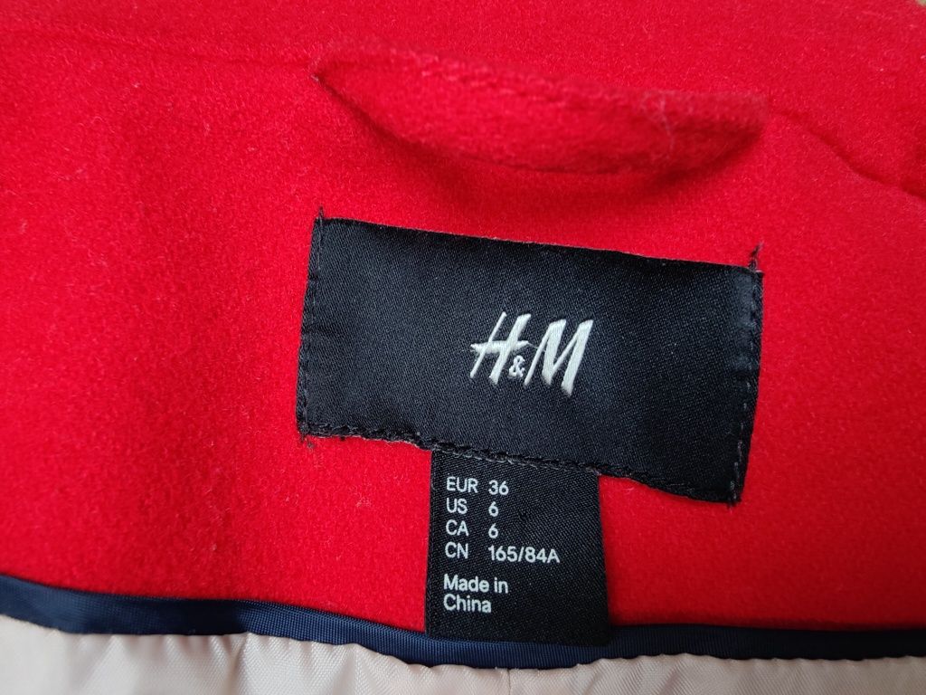 Płaszcz krótki czerwony H&M S