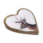 Patera drewniana Serce z Jeleniem drewno mango A37097