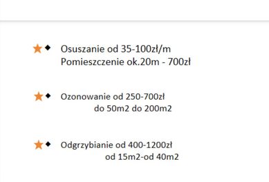 Osuszanie , usuwanie pleśni , ozonowanie