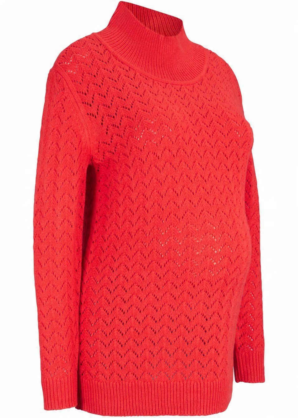 B.P.C sweter ciążowy czerwony ażurowy 36/38.