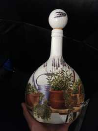Butelka decoupage do wina, soku lub jako dekoracja z korkiem