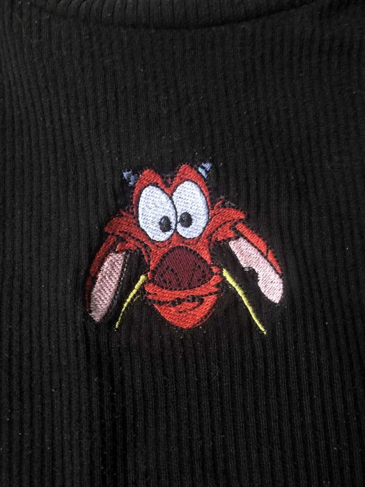 Bershka czarna bluzka w prążki z długim rękawem Mulan Mushu XS 34 DB