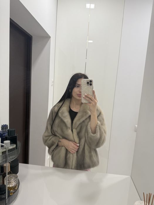 Шуба норкова блакитна