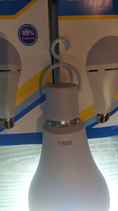 Яркая Led лампа светильник Е27 15W аккумулятор с 3 режимами яркости