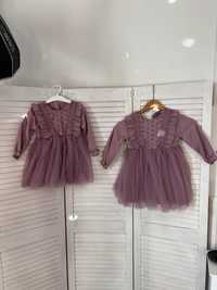 Fioletowa sukienka dla dziewczynki ZESTAW