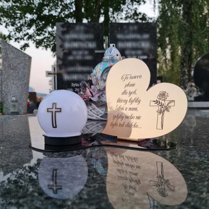 Znicz led statuetka złota na cmentarz grób duża wieczna lampka