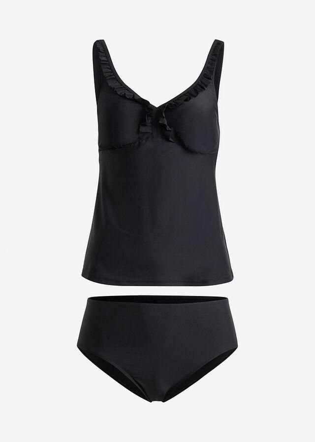 B.P.C tankini czarne falbankami i figami ^42