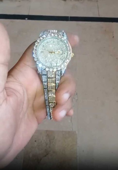 Relógio de Quartzo Cintilante Gelado de Luxo