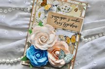 retro kartka okolicznościowa handmade z różami z foamiranu