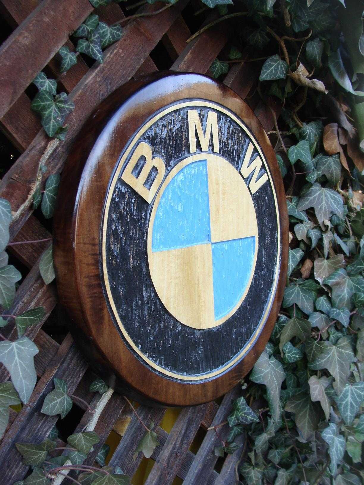 BMW Ręcznie rzeźbione logo w drewnie. UNIKAT!