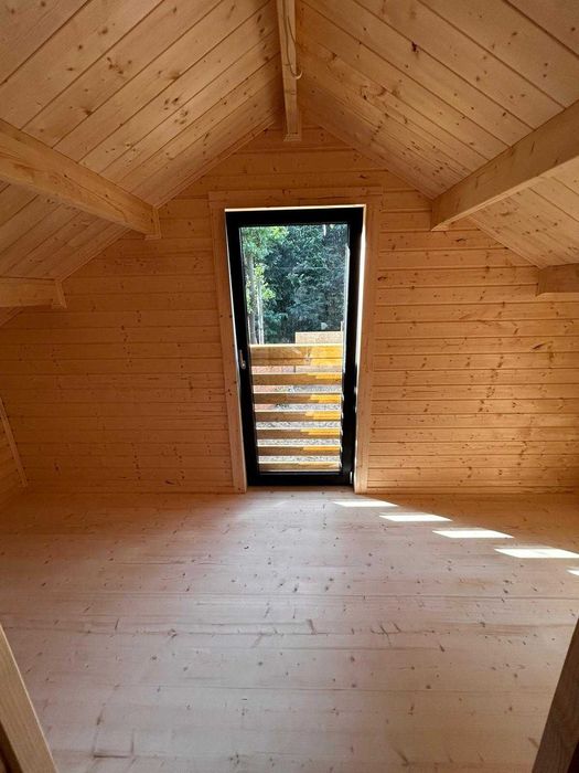 Drewniany domek letniskowy Horyzont 65 + 21 m2 - ROD, ekspozycja