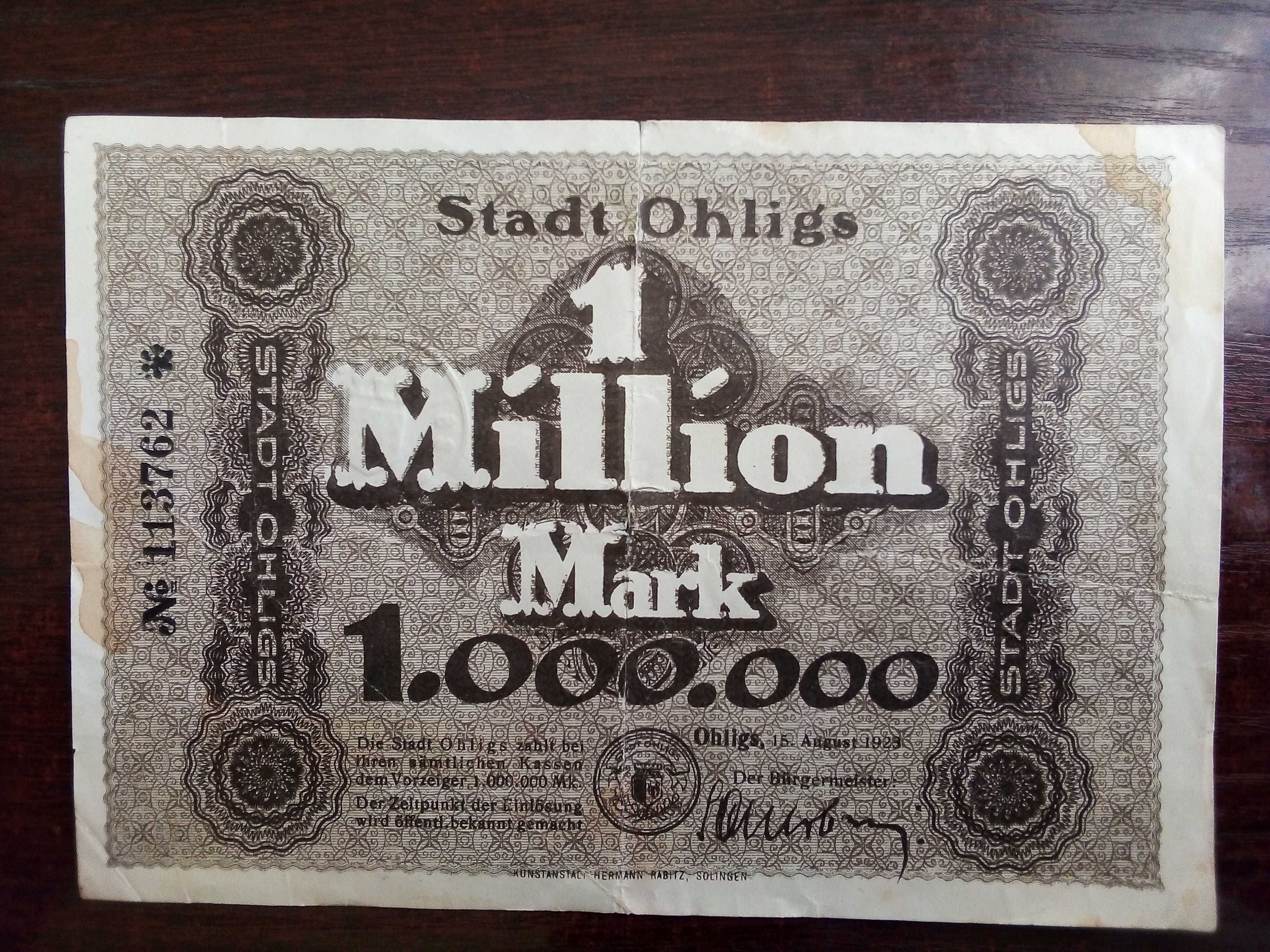 Banknot 1 milion marek Niemcy