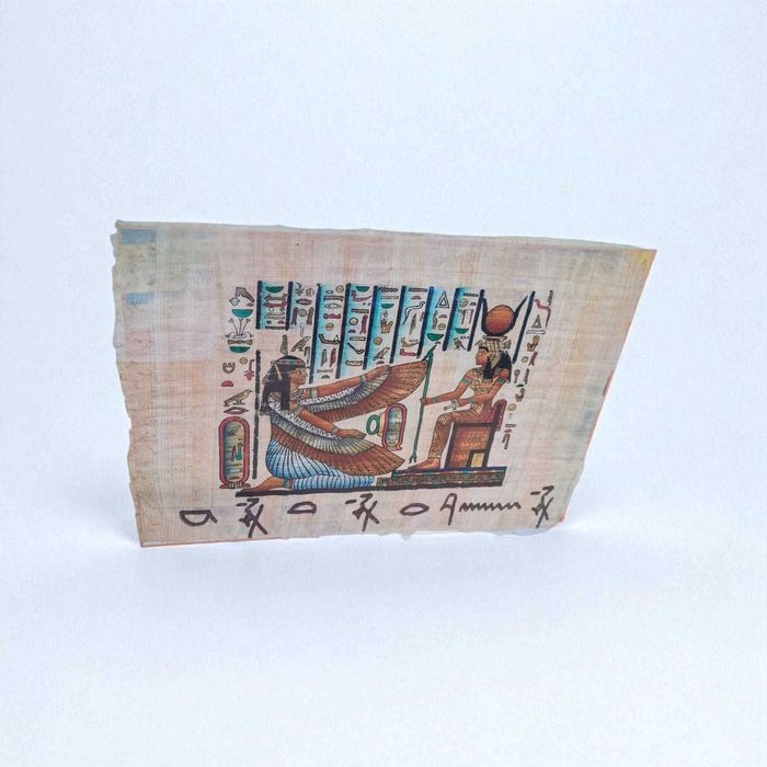 Pintura Egípcia em Papiro Autêntico – Ísis e Hathor / Nefertari