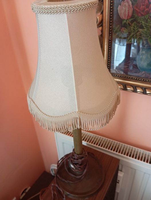 Stara lampka mosiężna z abażurem