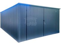Garaż blaszany 4x5m Brama dwuskrzydłowa antracyt dach spad w tył GP423