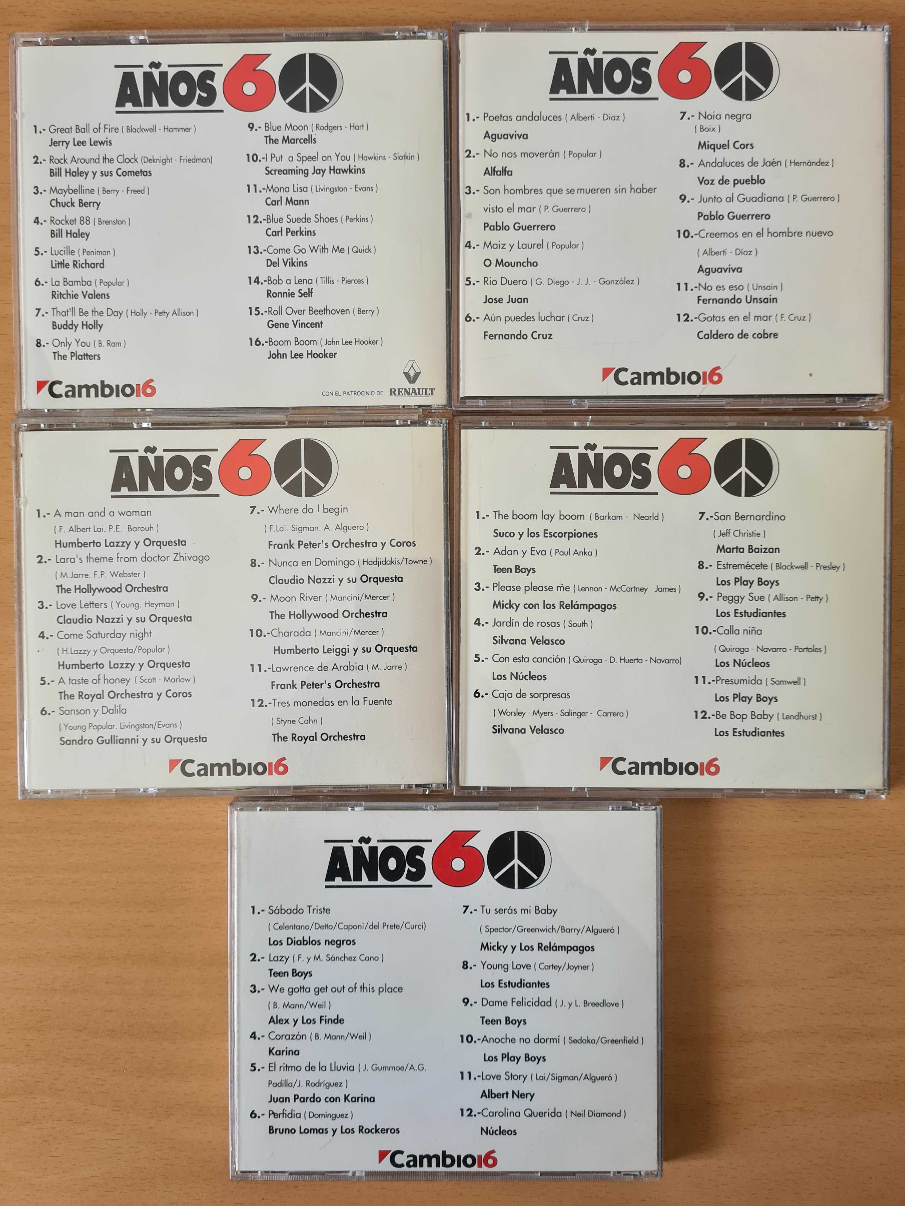 5 CDs audio com a coleção de música "Años 60"
