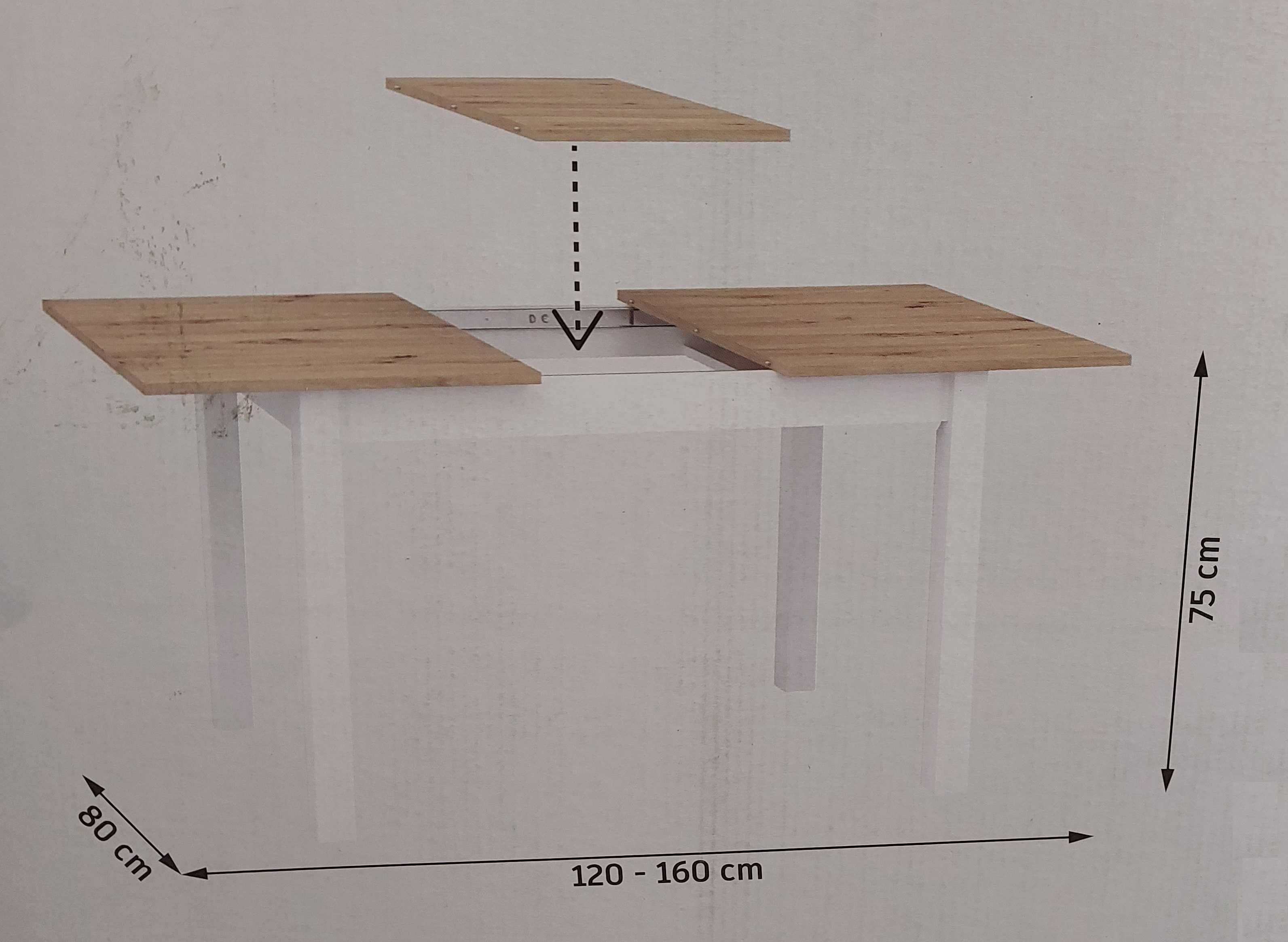 Stół rozkładany 120-160cm x 80-75cm MDF Meblomaster Nowy
