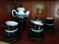 Кофейный глиняный сервиз,рюмочки рыбки(ссср)