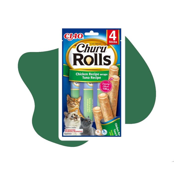 Inaba Churu Rolls Chicken recipe wraps Tuna 4x10g Przysmaki dla kota
