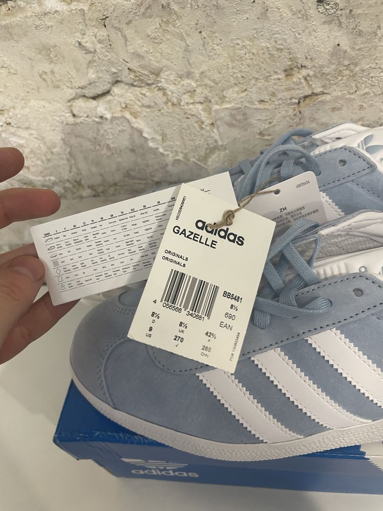 Кросівки Adidas Gazelle оригінал нові голубі кроссовки