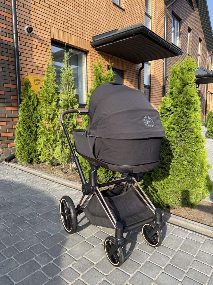 Коляска Cybex Priam 4.0 Sepia Black шасі Rosegold 2 в 1