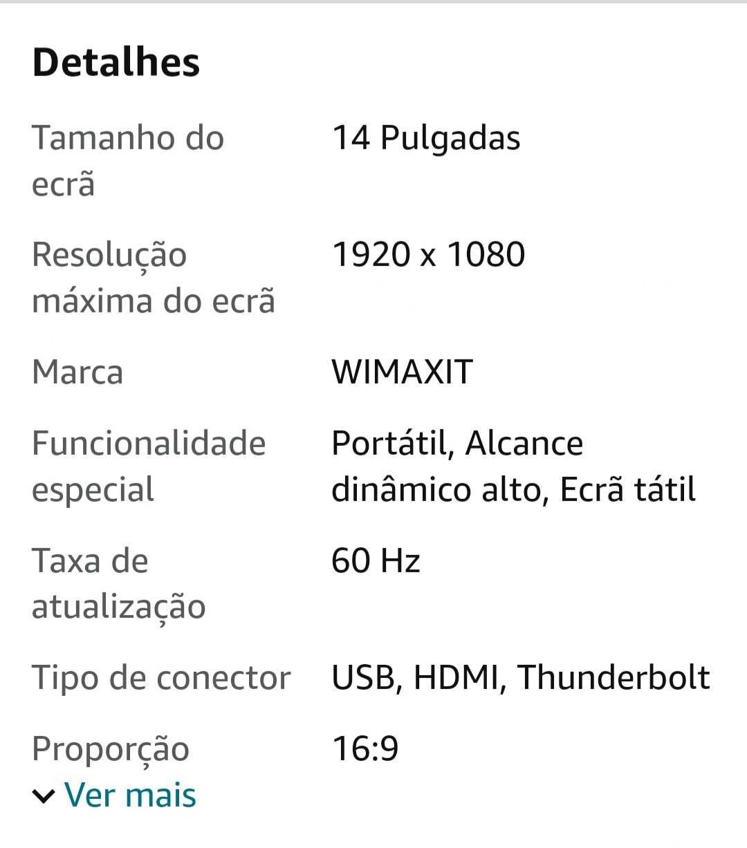 Monitor port., 14",táctil. Assista Jogos/filmes.Entrega Albufei a Faro